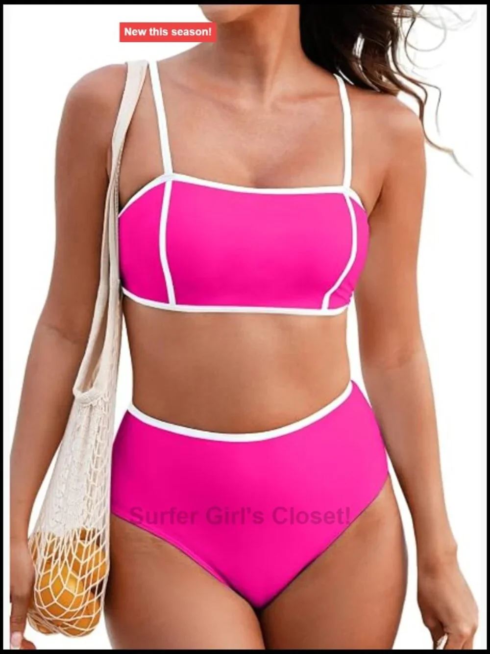 Women's Colorblock Bikini Set Square Neck Adjustable Straps Bathing Suit